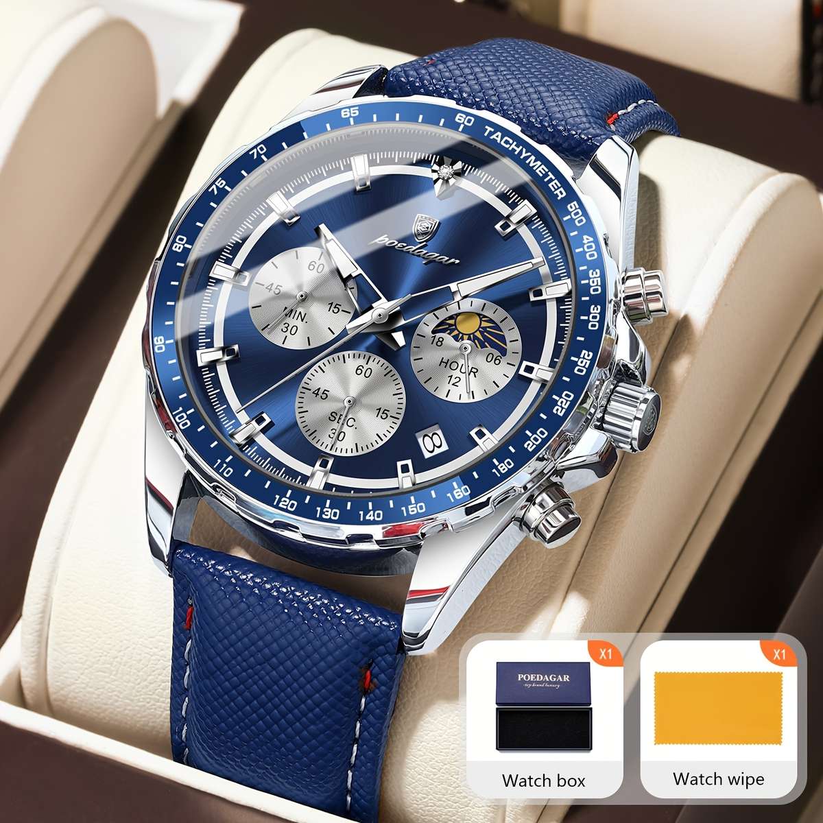 Luxury Leather Waterproof Men Watch Casual Style 3Atm Water Resistance