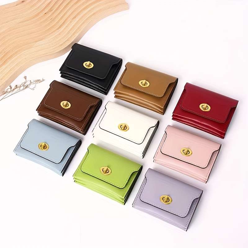 New Minimalist Women'S Compact Wallet With Three Compartments Large Capacity Short Design Fe