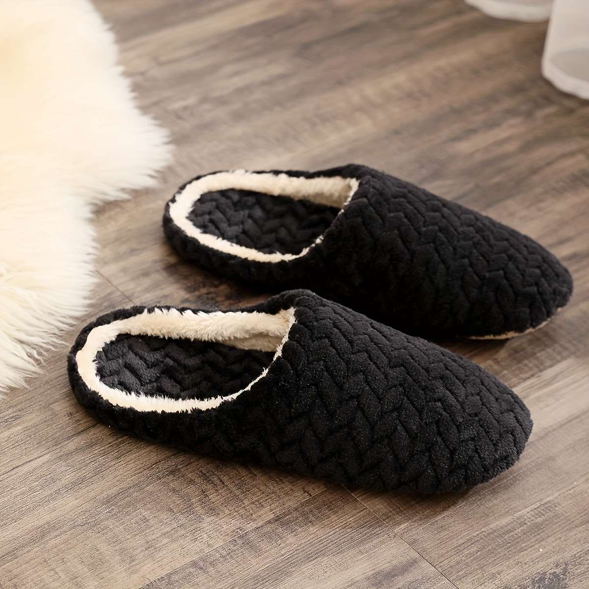 Cotton Slippers Color Black Sizeuk 5.5-6