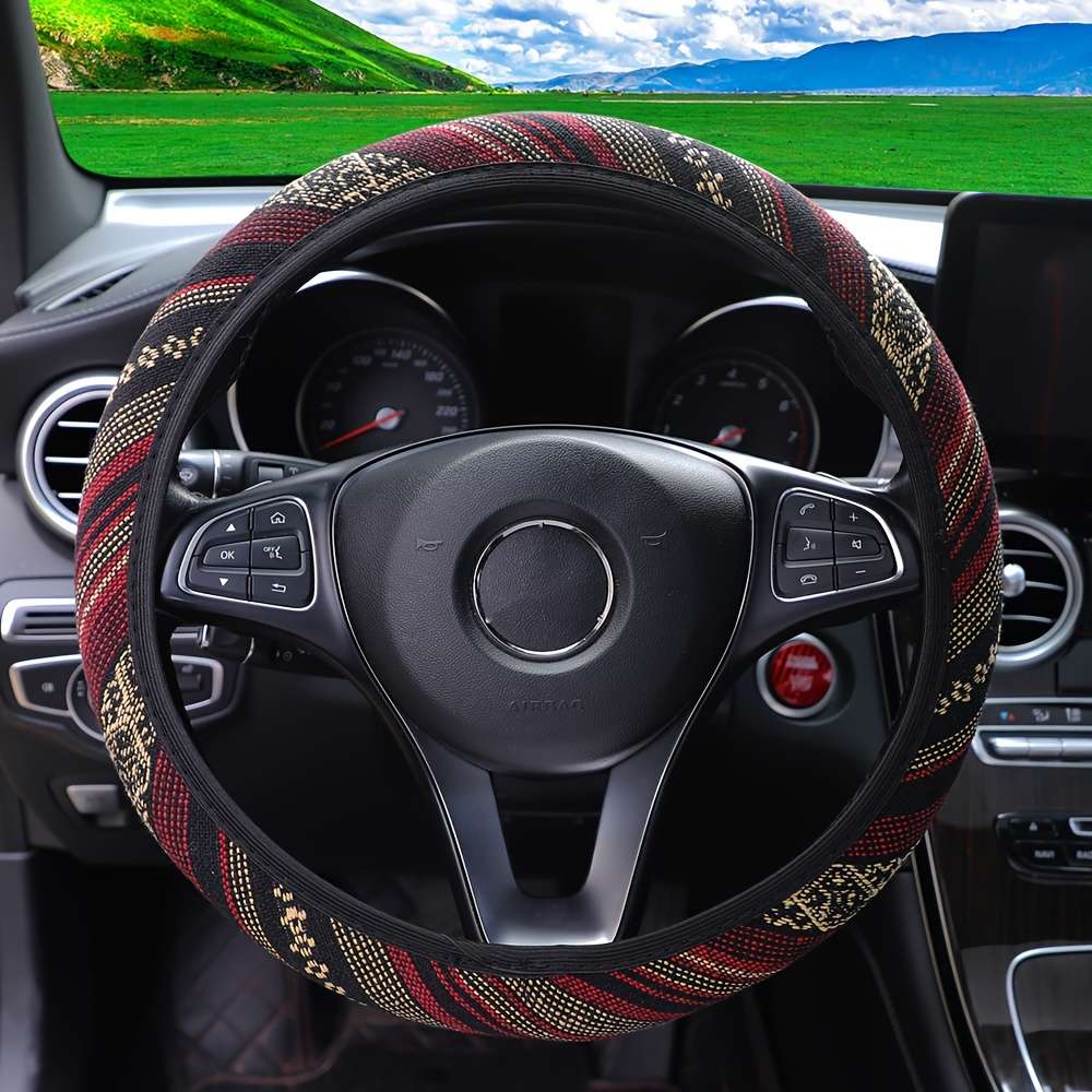 Car Steering Wheel Cover Red And Yellow Strips