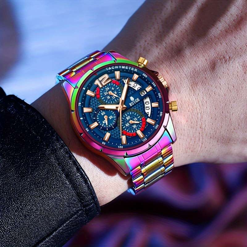 Men Fashion Luxury Skeleton Automatic Mechanical Watch Luminous Hands Rosecolor
