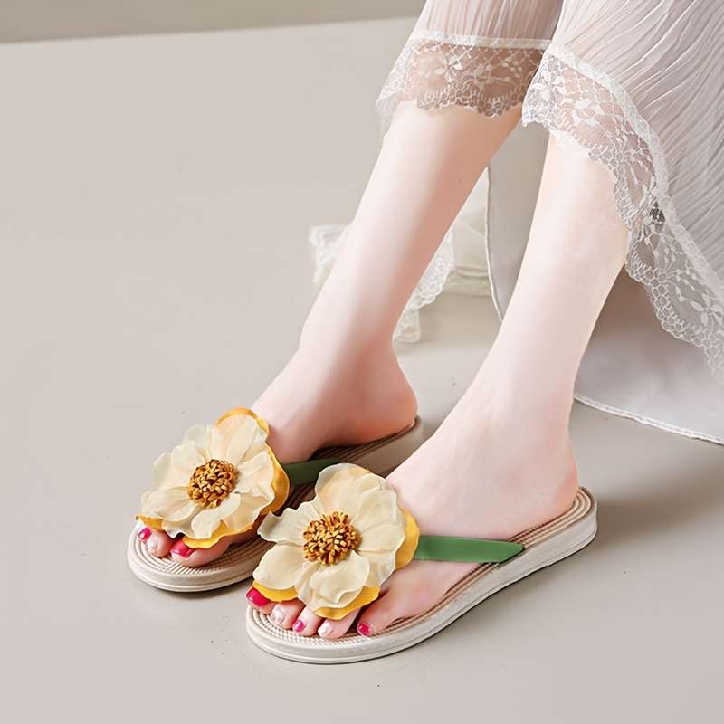 Ladies Summer Flip Flops Beige Uk 1.5-2