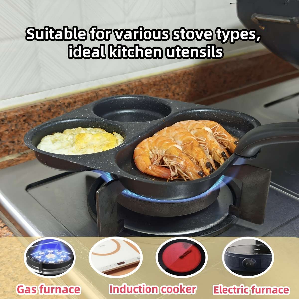 Frying Pan Model White Frying Pan  Wood Grain Handle