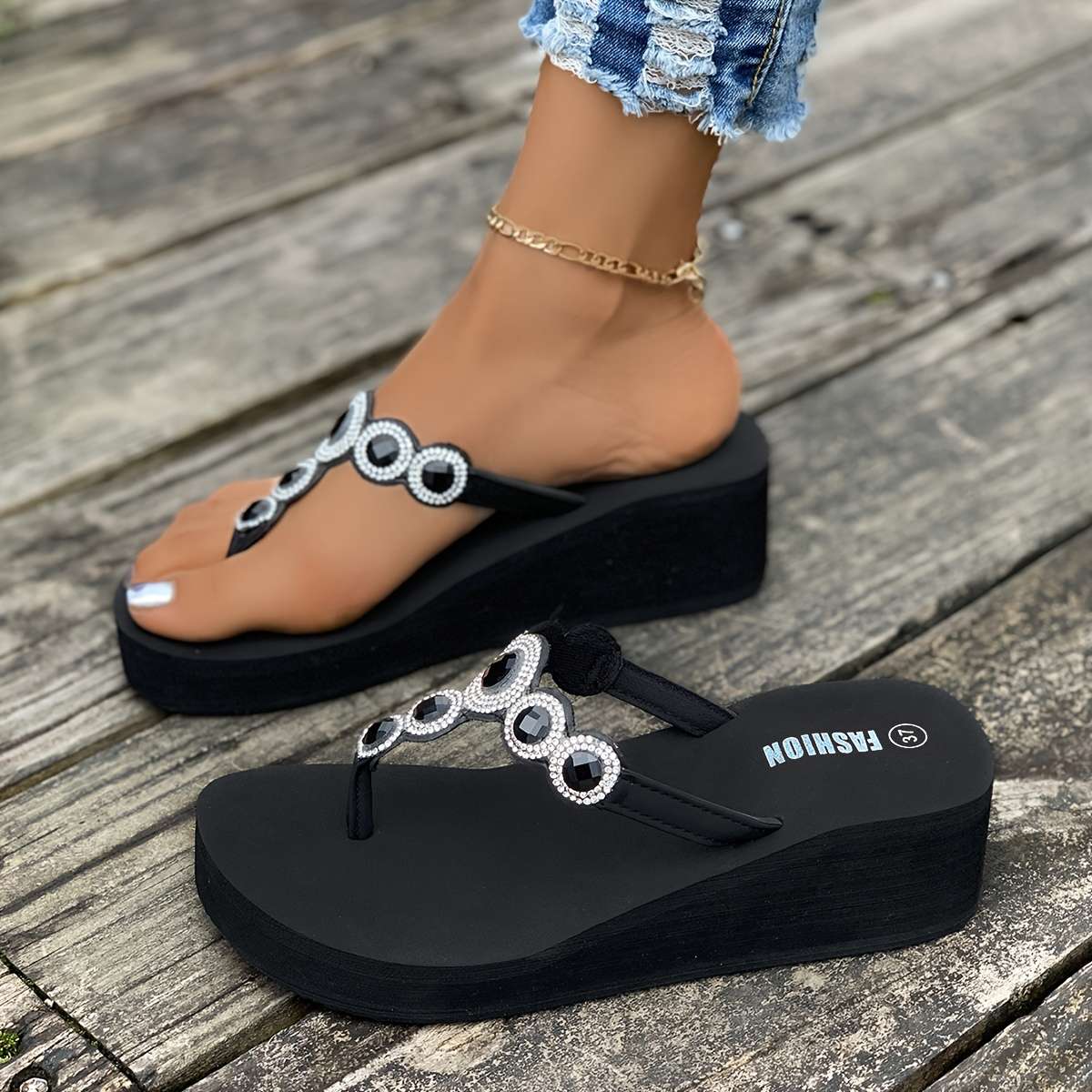 Ladies Summer Flip Flops Black Uk 7
