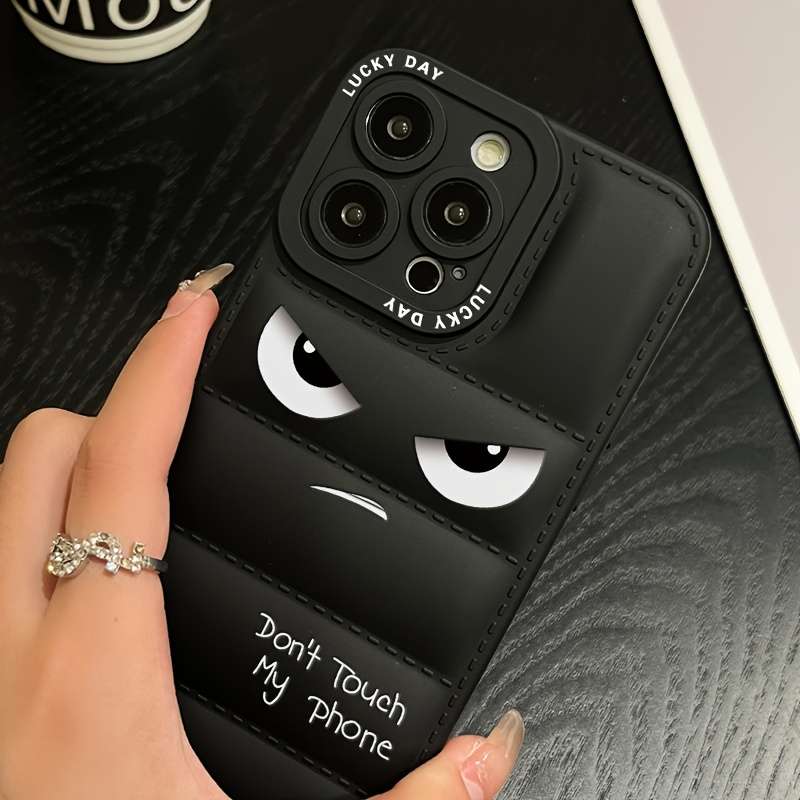 1Pc Black For iPhone 15 Pro Max Down Jacket Style Phone Case