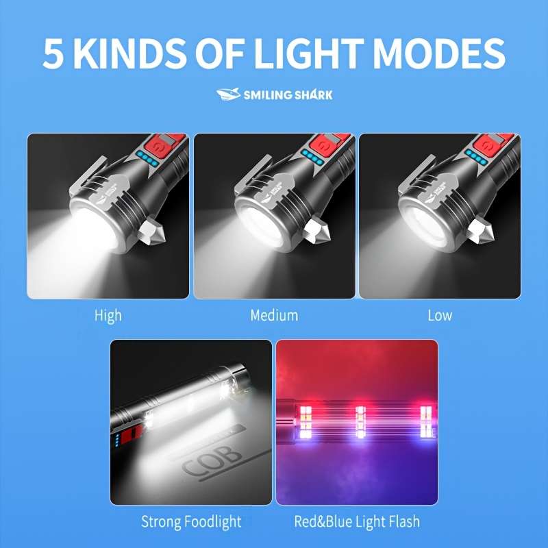 Professional Smiling Shark Emergency Torch Light Rechargeable Solar Travel