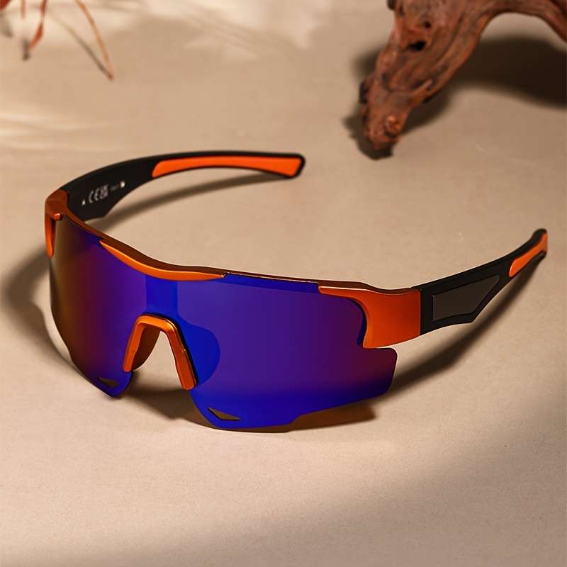 Cycling Glasses Color Orange Frame Blue Film