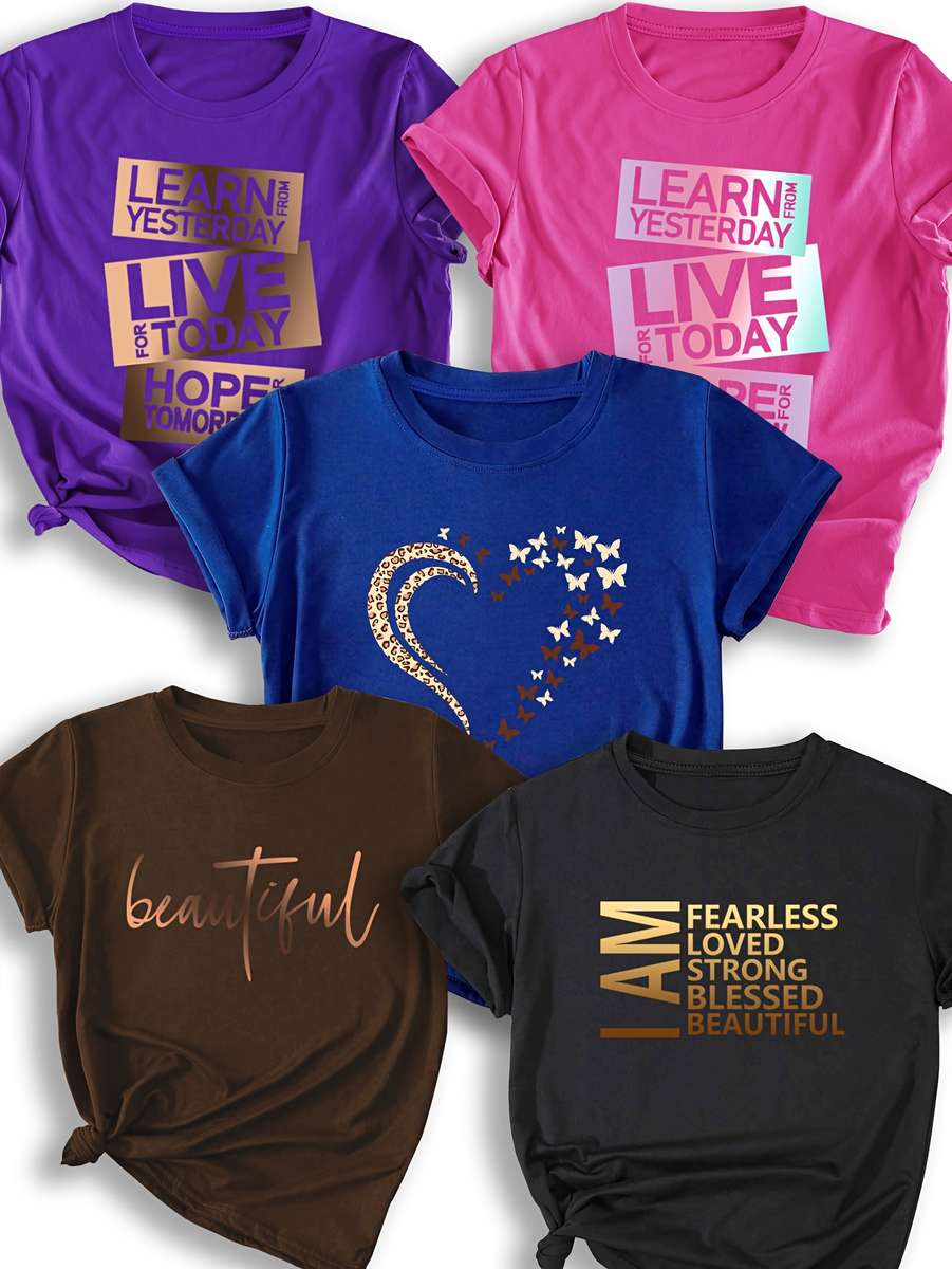 Womens T Shirt Color Black   Brown   Royal Blue   Rose Red   Purple Sizes