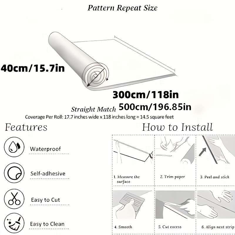 Self Adhesive Floor Stickers Gray White 40.01Cm*9.0Meter