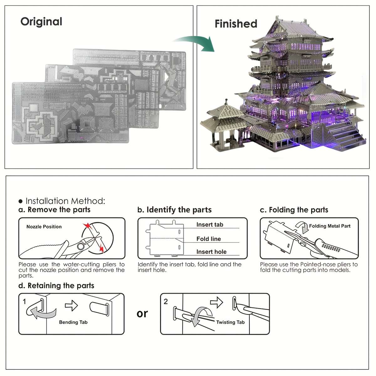 3D Building Model Puzzle Set Style Tengwang Pavilion
