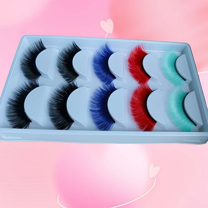 5 Pairs Natural Volume Mink Lashes Color 5pairs Mixed Colourful Eyelash 07mm