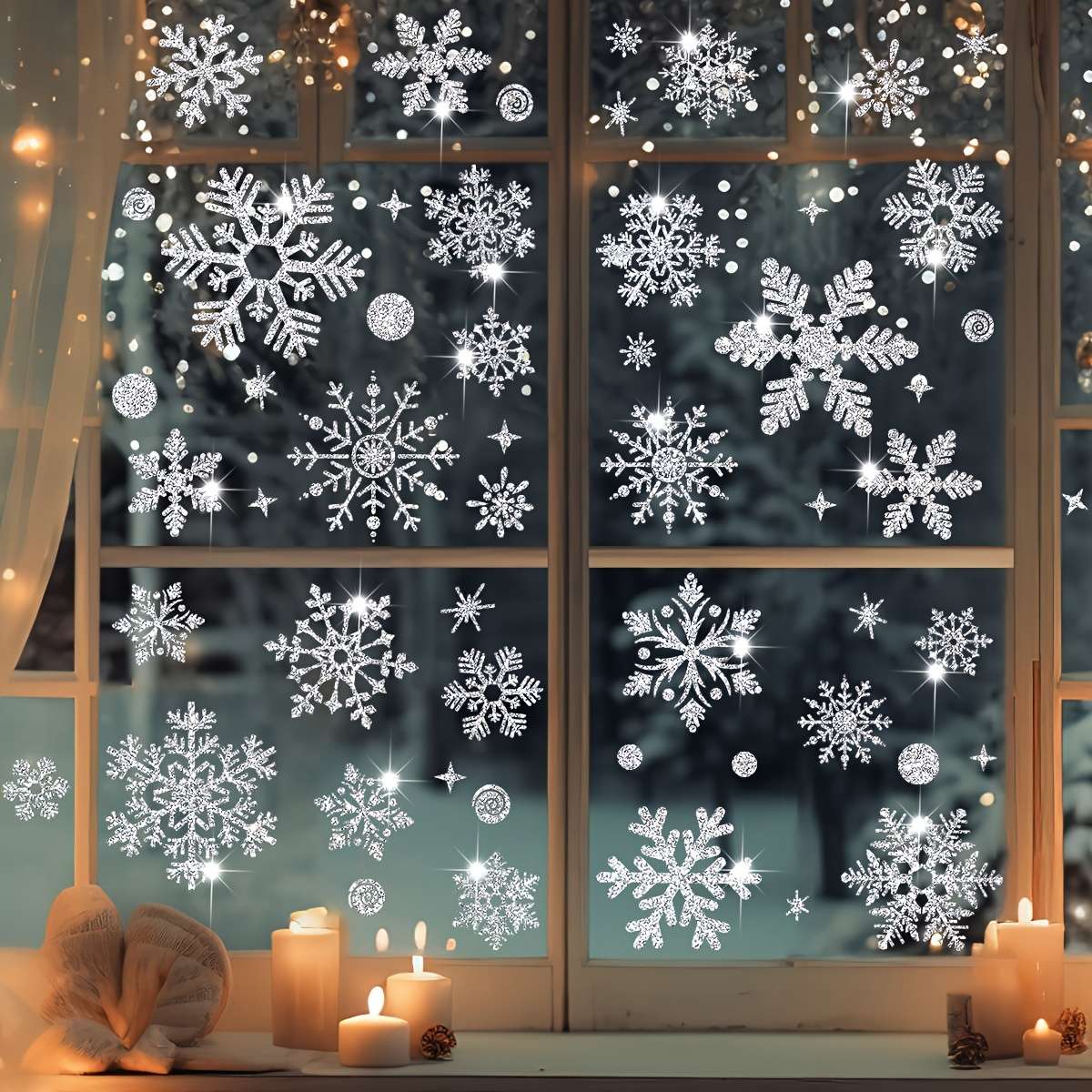 Window Stickers Color Silvery 2Sheets 59Pcs
