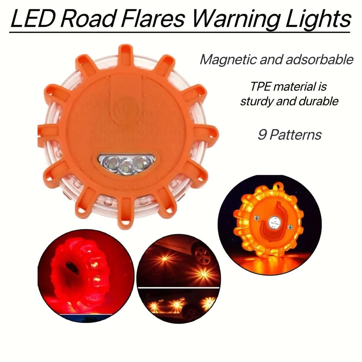 1pc Emergency Light Obstacle Warning Light Rotating Light 12+3 LED Traffic Warning