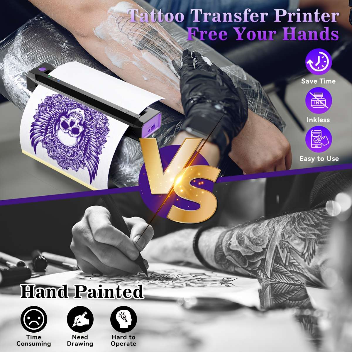 Printer Color Black Items Printer  5Pcs Tattoo Paper