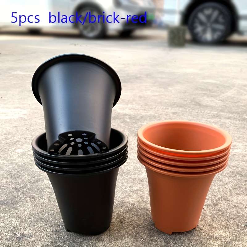 Flowerpot Color 5Pcs Black Flower Pots