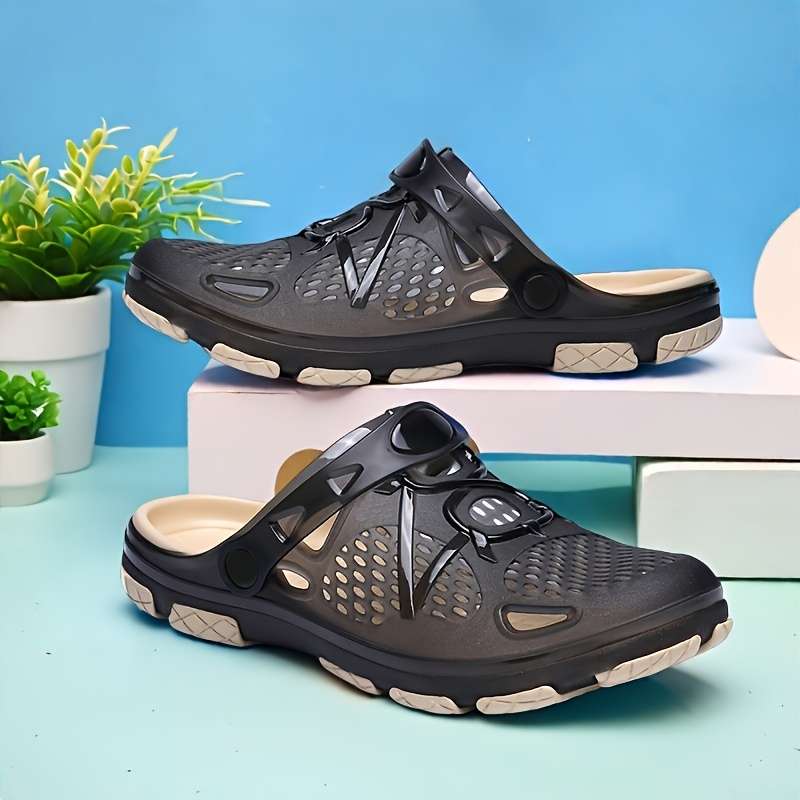 Men Slippers Summer Style Black Size Uk 7
