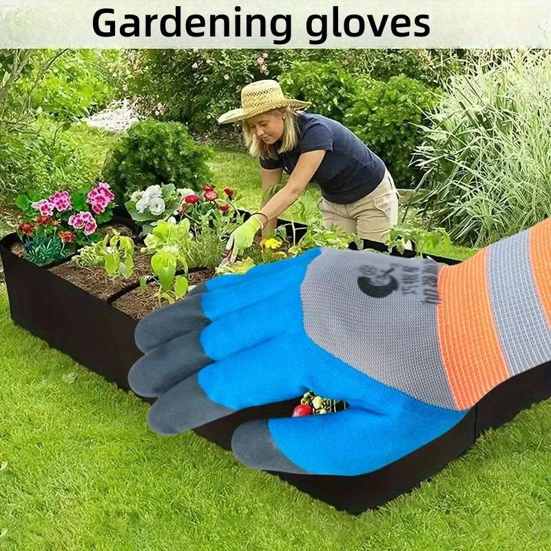 Work Gloves Color Thickened Finger Coating Size 2Pcs 1Pair