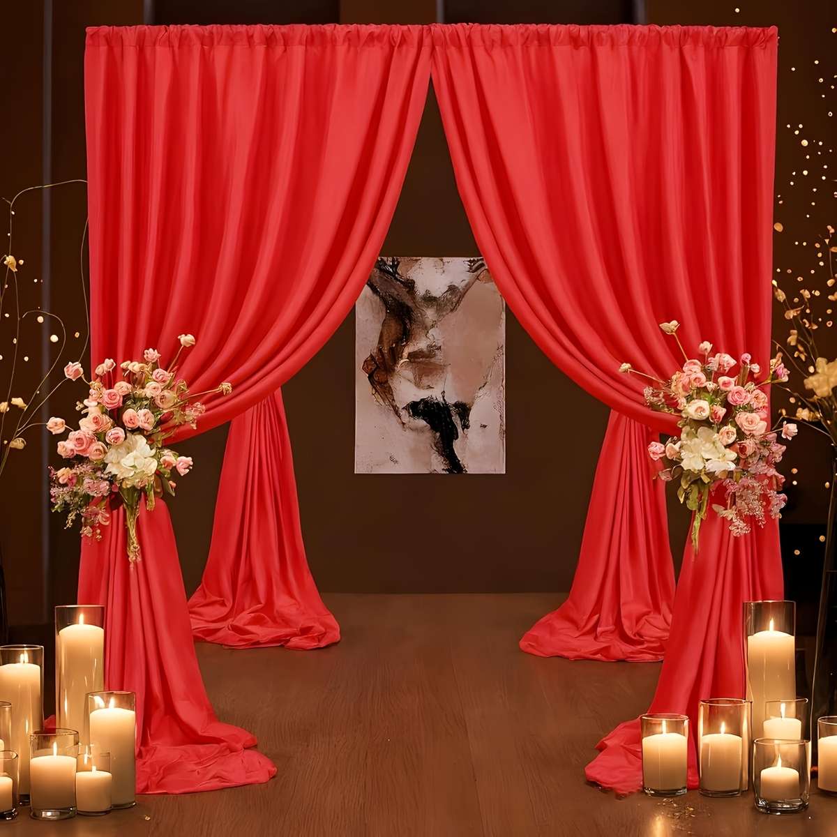 Wedding Supplies Color Red Size 6.1X3.05Meter4 Panels 152.4Cm X 3.05Meter