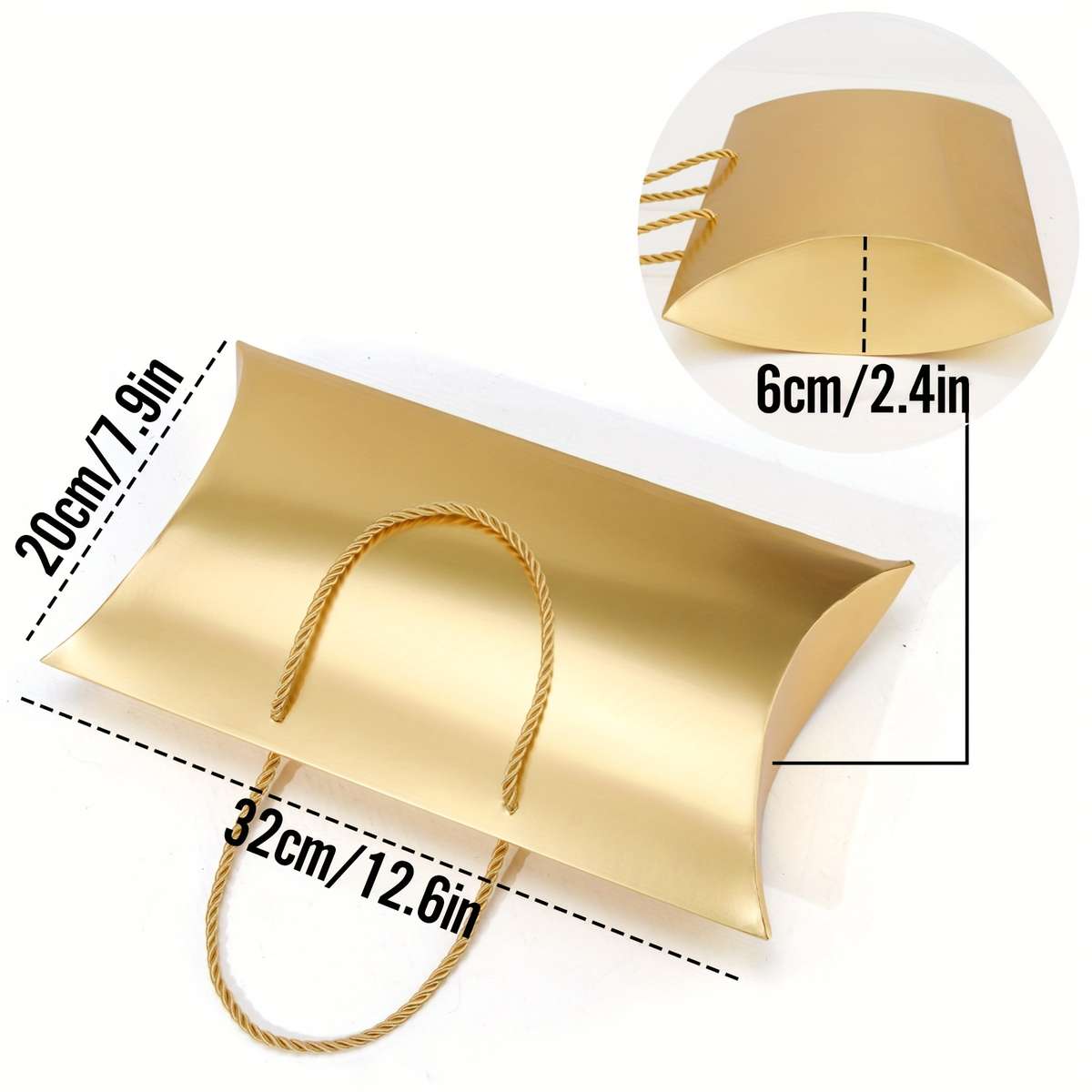 Christmas Gift Boxes Color Pillow Box With Rope Brown - 10Pcs Style E