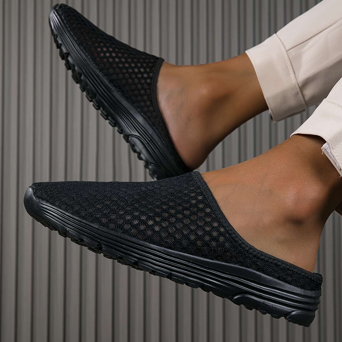 Men Slippers Summer Style Grey Size Uk 9