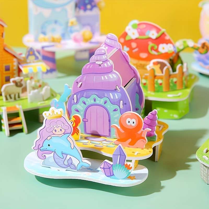 Building Toy Architectural Model Toy Set Style 4Pccs Castle Style