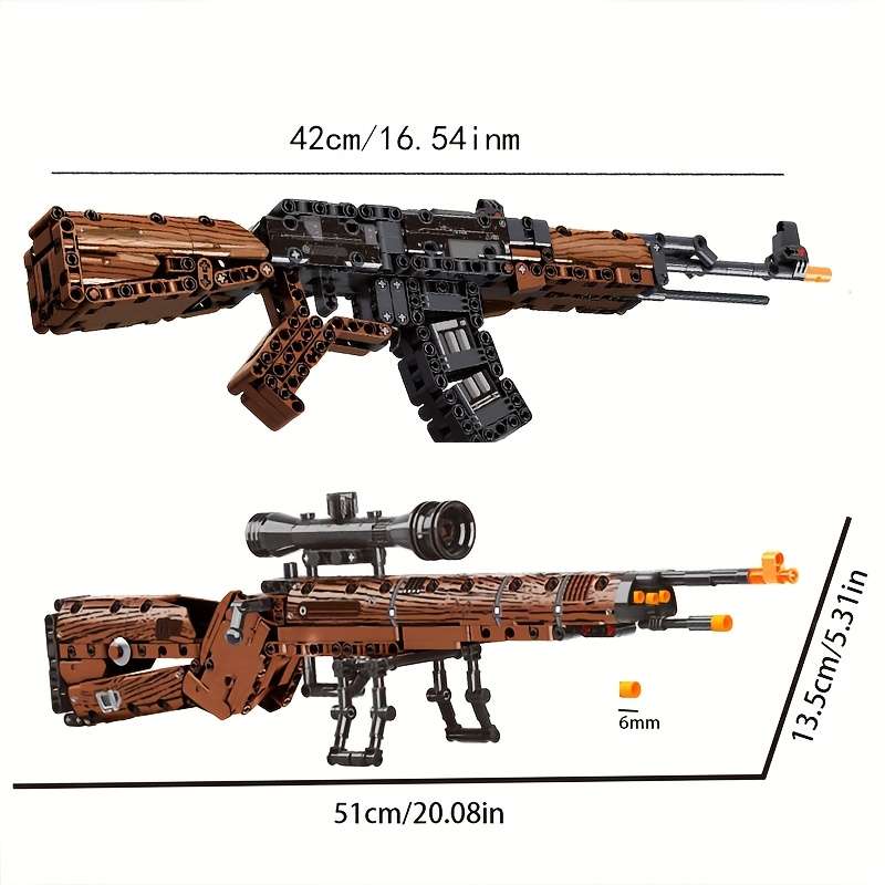 1000Pcs Set Building Block Guns Black Guns High Difficulty Firearm Building