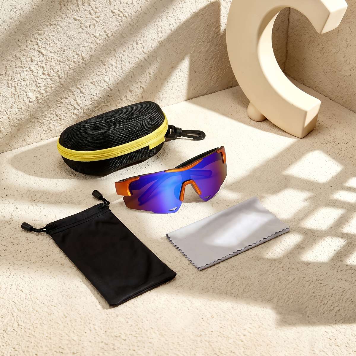 Cycling Glasses Color Orange Frame Blue Film