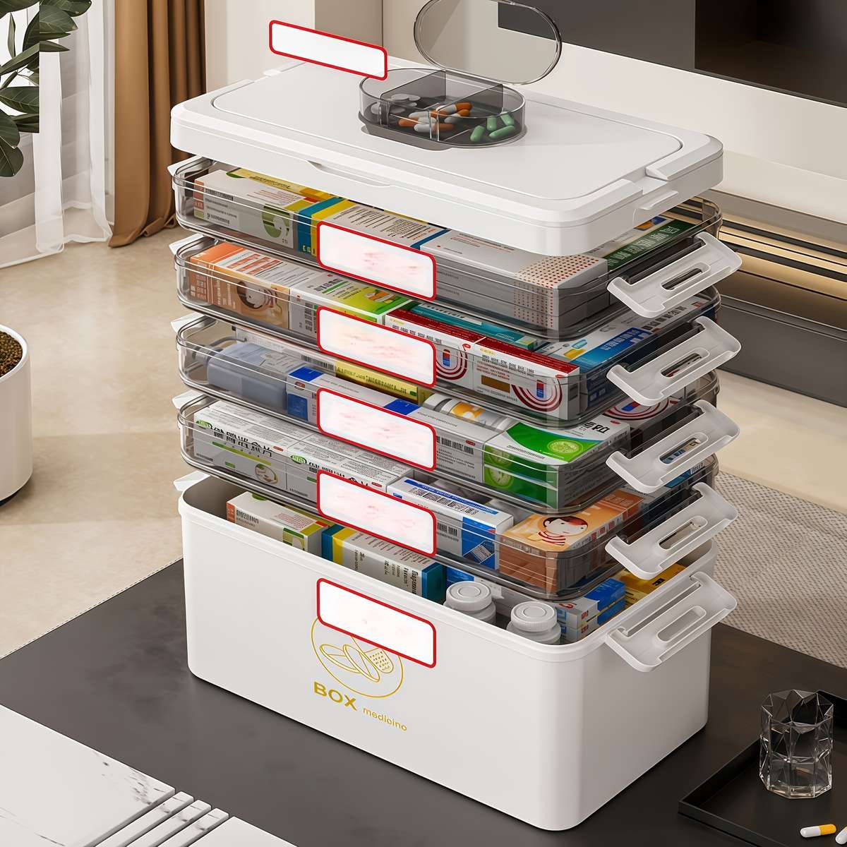 5-Layer Handheld Pillbox