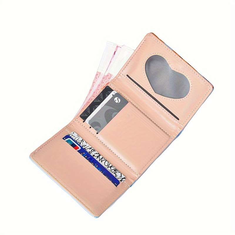 Cute Cartoon Design 3-Fold Wallet With Anti-Magnetic Features Multiple Card Slots Zipper Clos