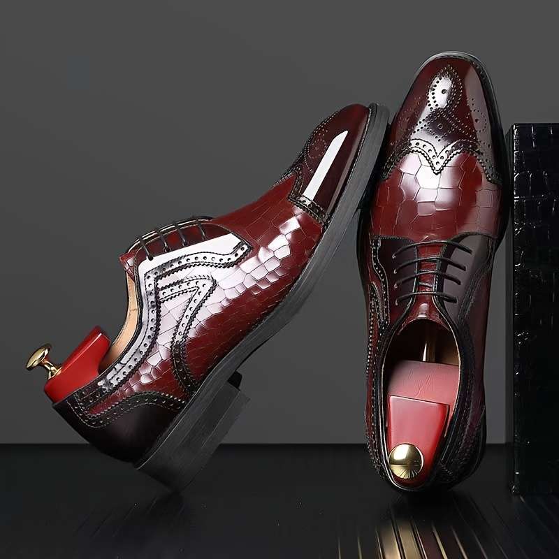 Mens Leather Shoes Color Crimson Sizeuk 10.5