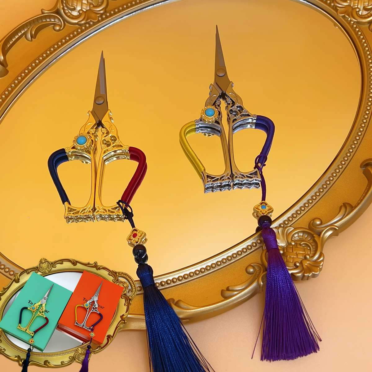 Scissors Color Red And Blue Handle With Gift Box