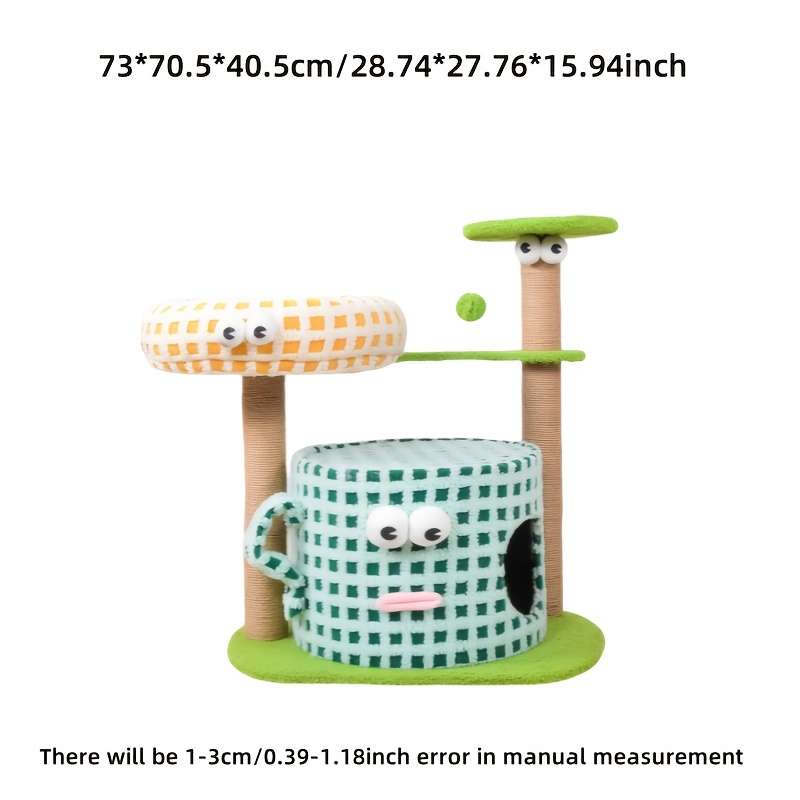 Pet Supplies Color Three  Layer Double Column Foot Cup Cat Climbing Frame Green Cup Model