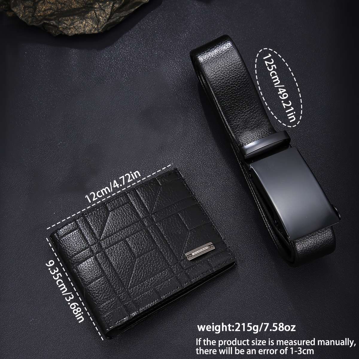 3Pcs Classic Men Watch Belt Wallet Set Fashionable Light Luxury Business