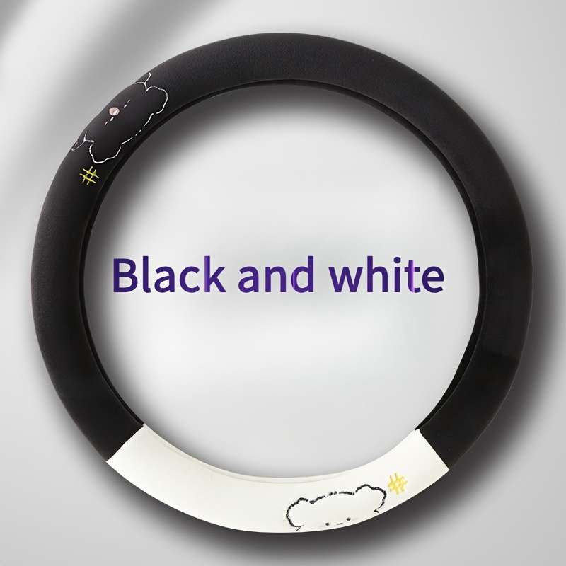 Car Steering Wheel Cover Black+Light White