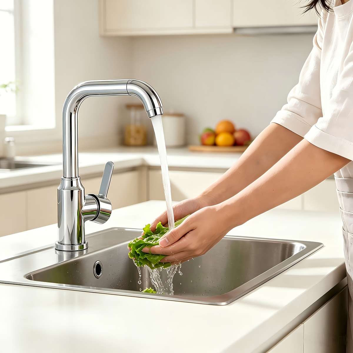 Faucet Silver Faucet  With 2 60Cm Tubes