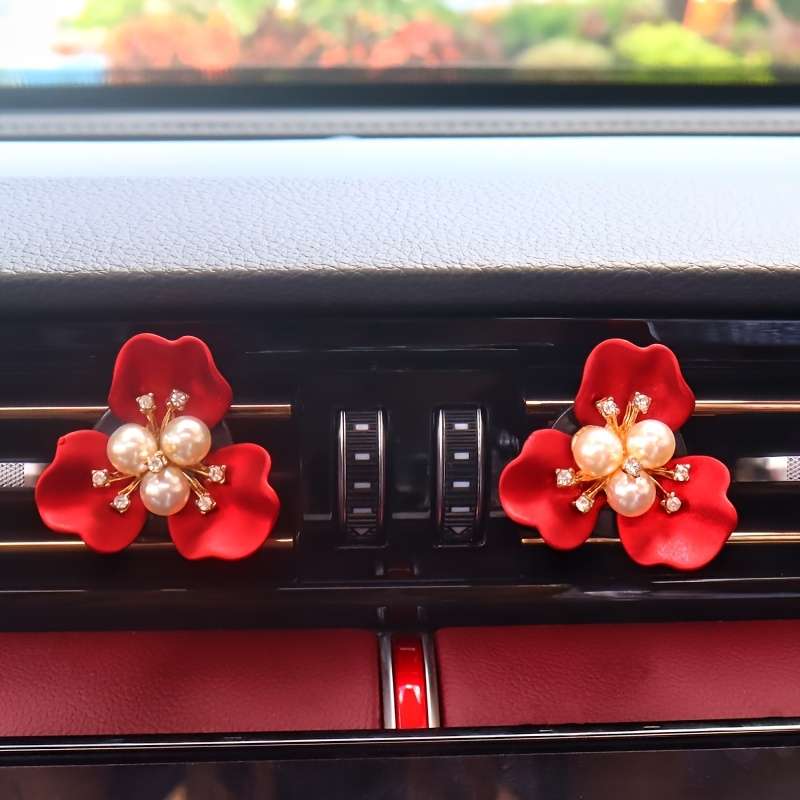 Car Interior Decor Items 2 Large Three Petal Flowers