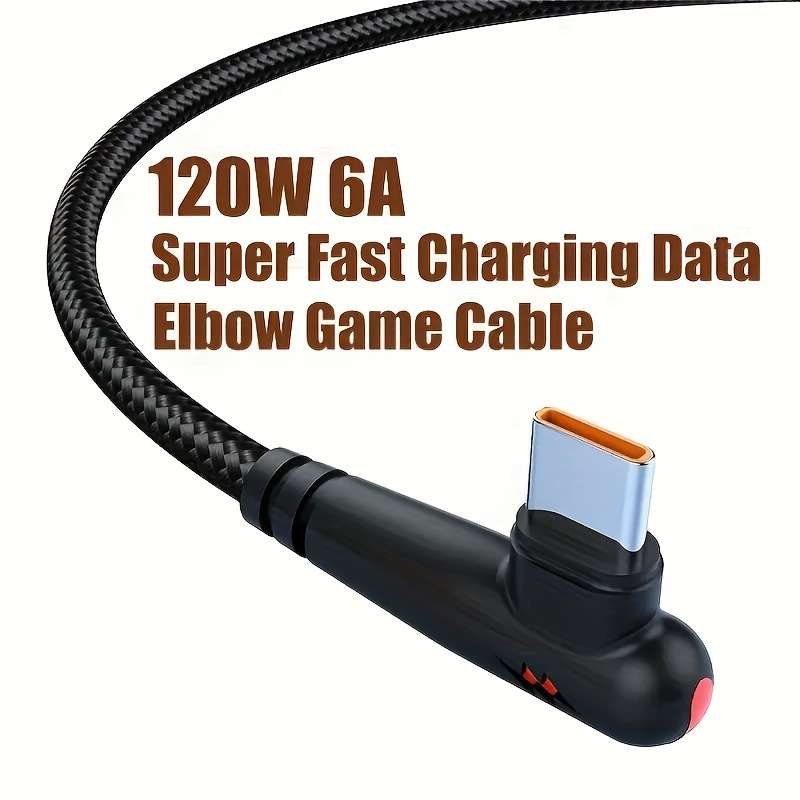 Fast Charging Cable 90 Degree Elbow USB To Type C 120W 100cm