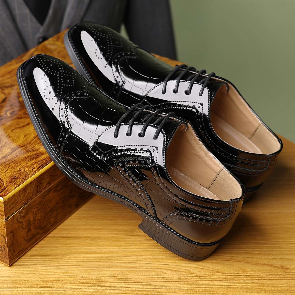 Mens Leather Shoes Color Black Sizeuk 10