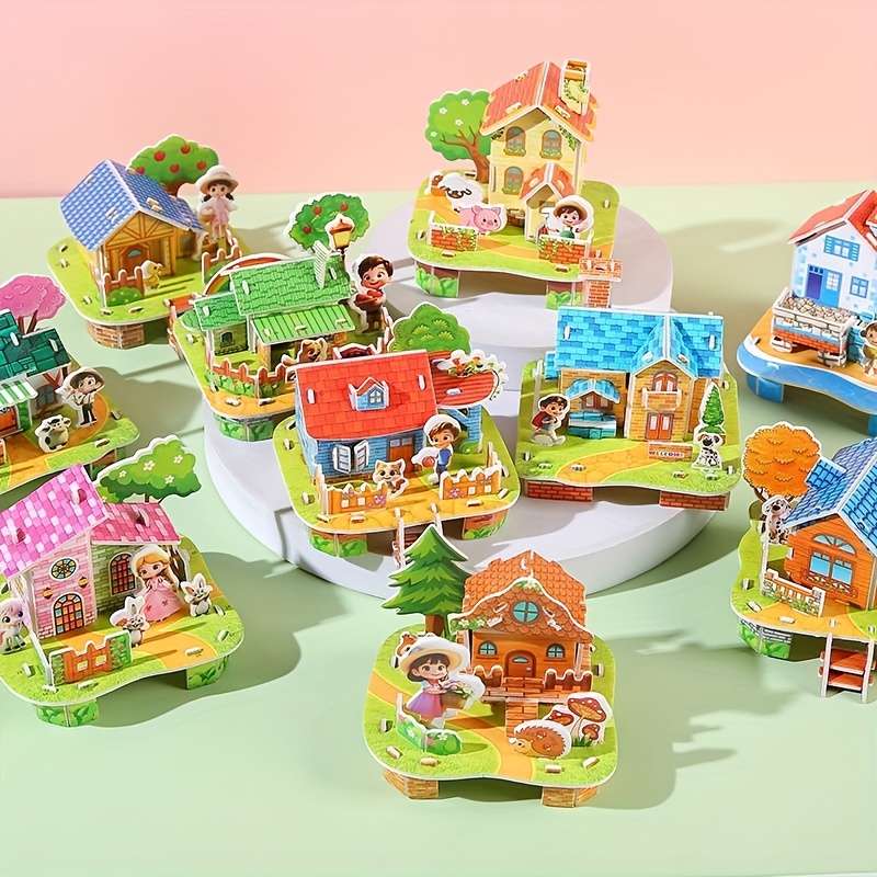 3D Building Model Puzzle Set Model 3Pcs Random Styles