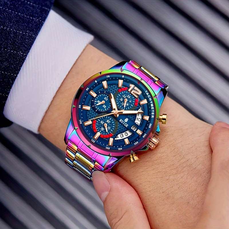 Men Fashion Luxury Skeleton Automatic Mechanical Watch Luminous Hands Rosecolor