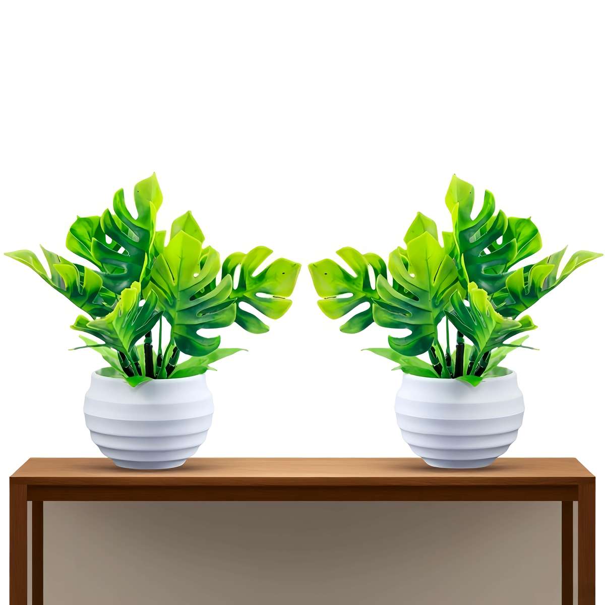 Flowerpot Model Green Leaves  White Pot Quantity2 Pots