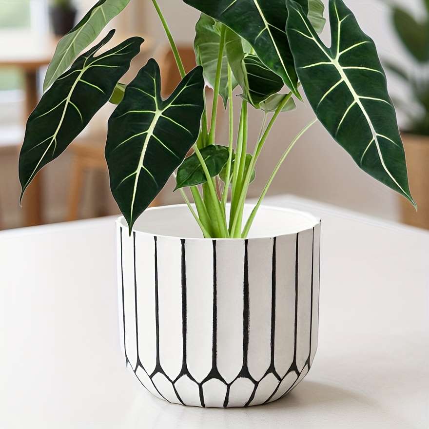 Flowerpot Color White Brushed Black Modelcaliber 10.5*Height T9.5Cm