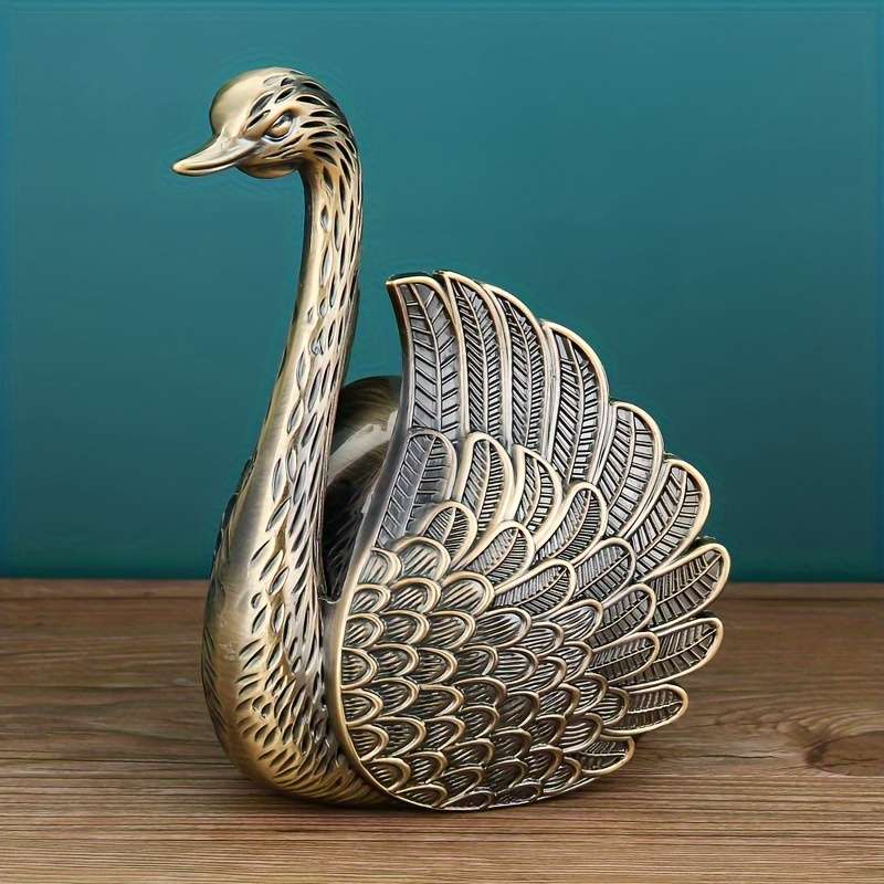 Swan 3d Metal Ashtray With Lid Vintage Elegant Swan Shaped Smoke Ash Model