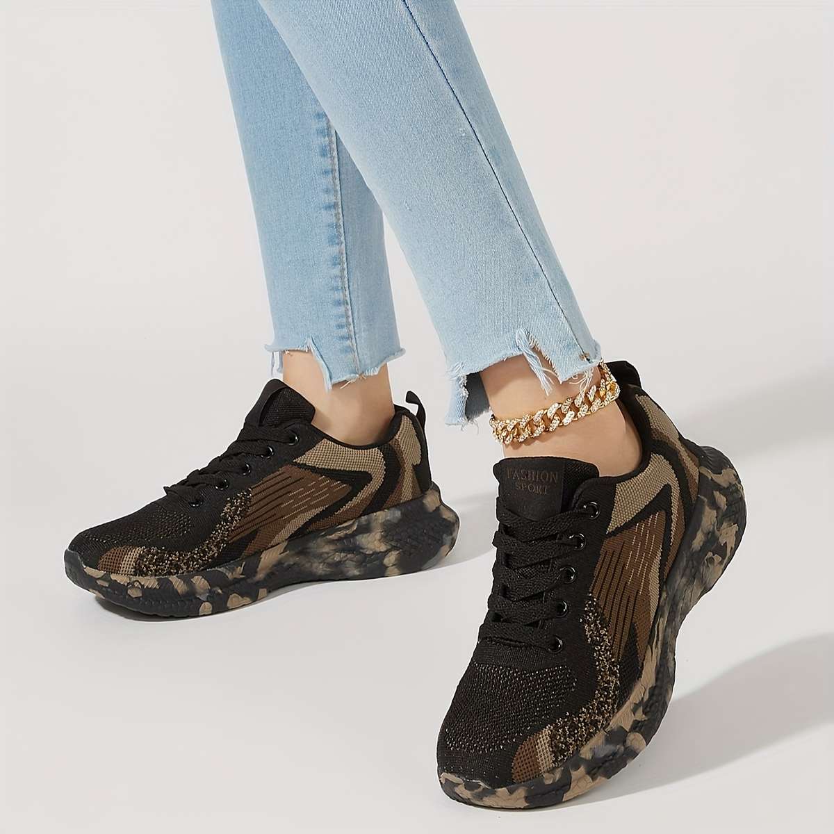 Women S Sneakers Color Brown Camouflage Sizeuk 7.5