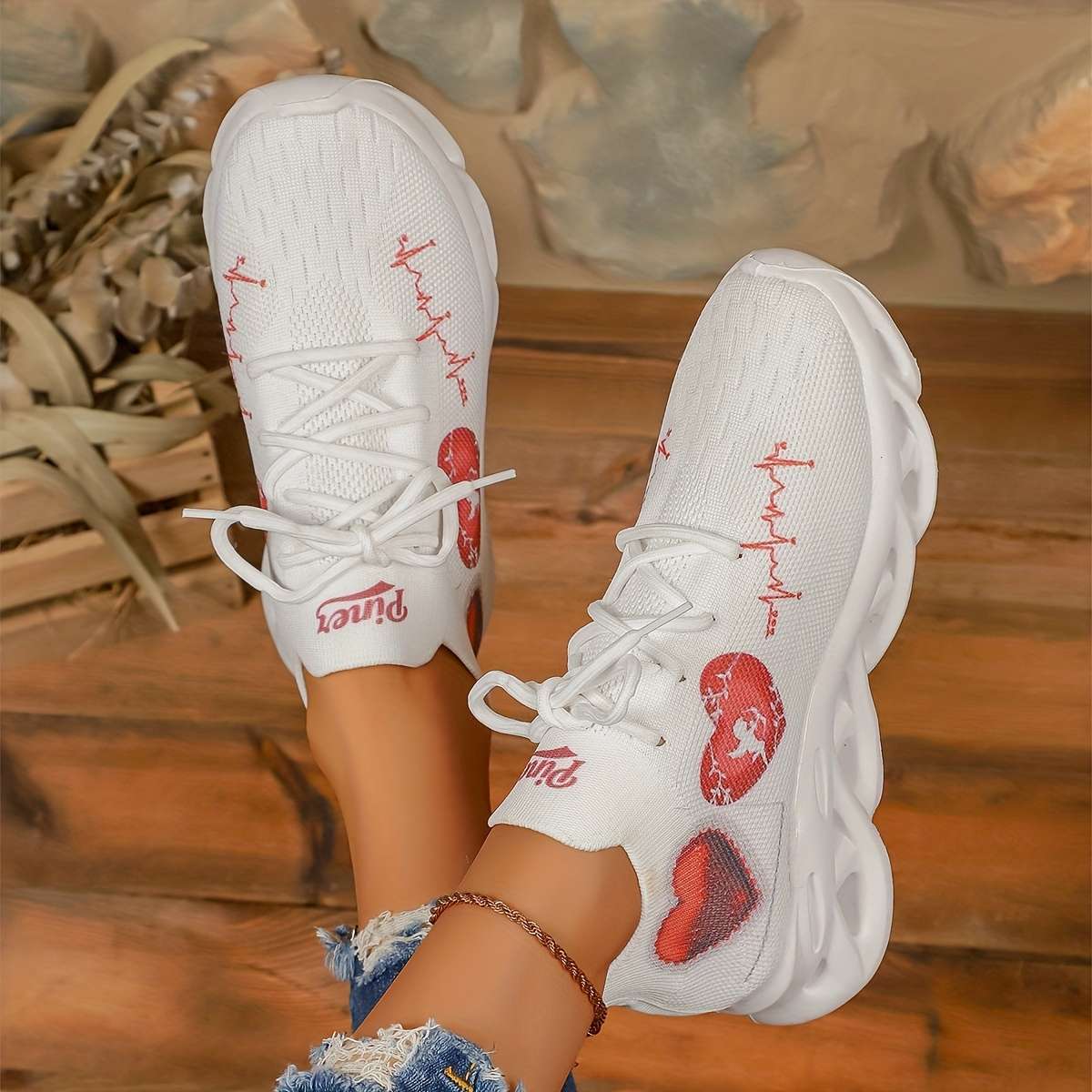 Women S Sneakers Color White Red Sizeuk 4