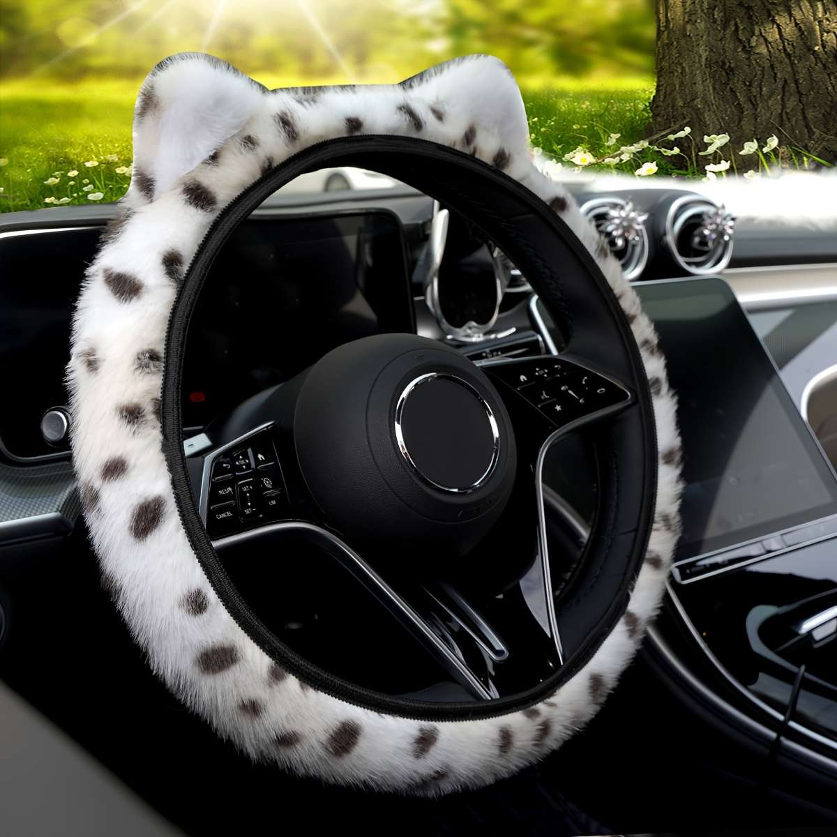 Car Steering Wheel Cover White Coffee