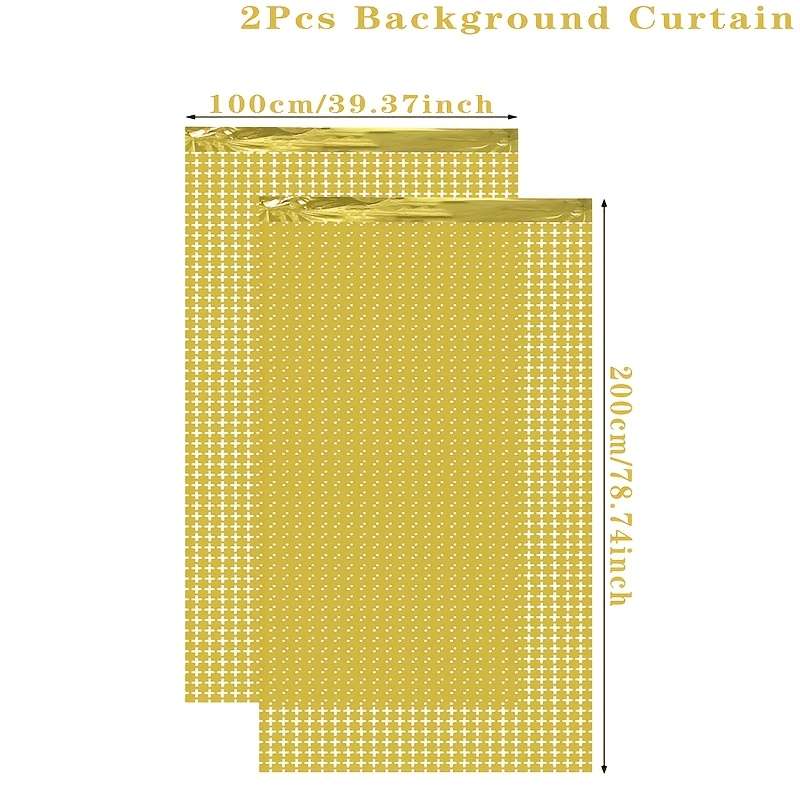 2Pcs Classic Modern Durable Golden Sequin Backdrop With For Festive Celebration 1X2M