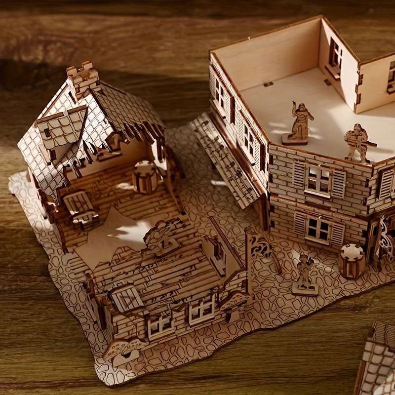 3D Building Model Puzzle Set Material Wooden