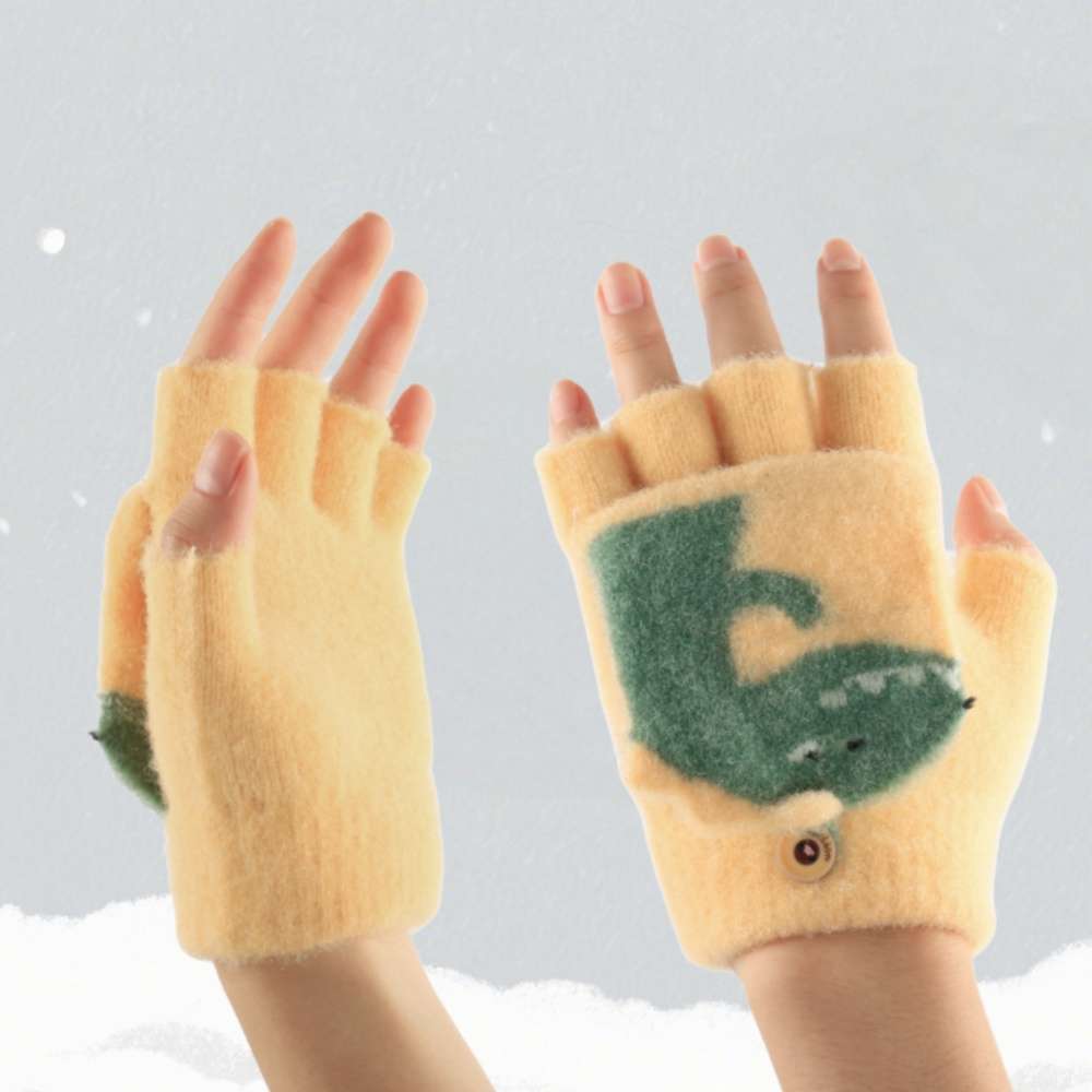 Modern Functional Half Finger Flip Gloves Thickened And Warm Winter Designed