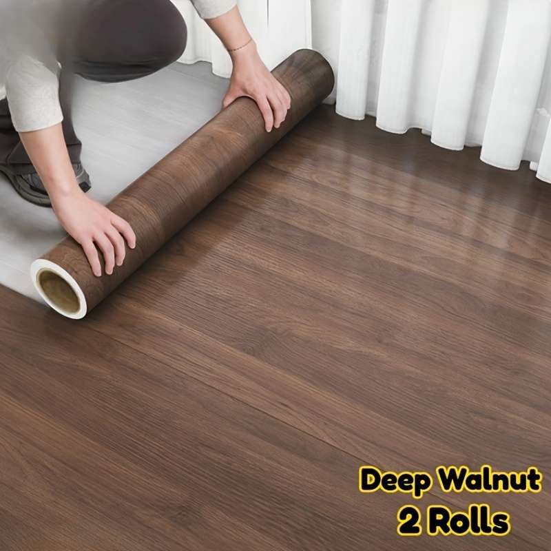 Self Adhesive Floor Stickers Deep Walnut 2 Rolls